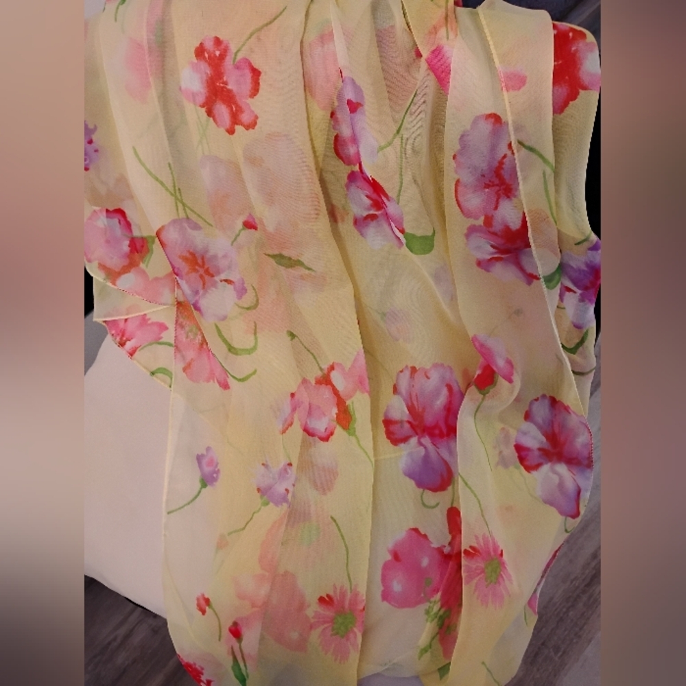Beach Sheer 100%Polyester Floral Sarong/Scarf Made in Korea